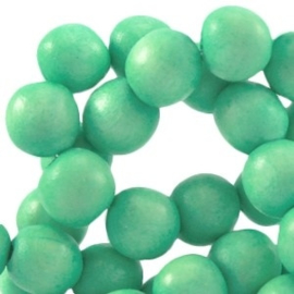 20x Nature houten kralen rond 8 mm Gumdrop green