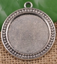 Camée of Cabochon houder setting tray Ø 30mm antiek zilver kleur