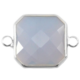 Crystal glas tussenstukken vierkant 16x16mm Light grey opal-Silver