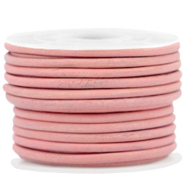 50cm DQ leer rond 3 mm Peach pink - vintage finish