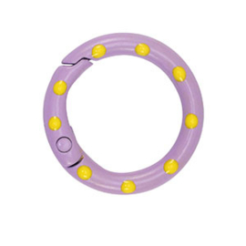 1 x Gekleurde onderdelen sleutelhanger ring Purple-yellow ca. 25x4mm