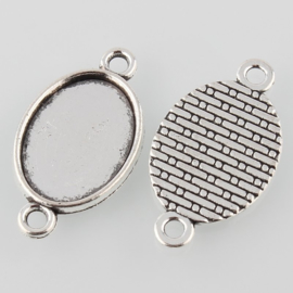 2 x Houder G: Camée of Cabochon houder connector tray 13 x 18mm Zilver kleur