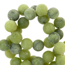 10 x edelsteen kralen rond 8mm mat Olive green