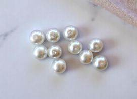 15 x Transparante DQ Glasparel – 10 mm – Kleur Off White – Gat ca. 1 mm