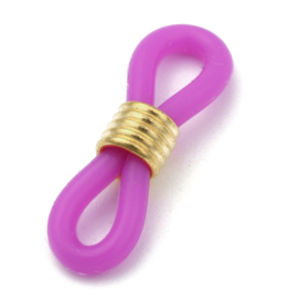 10 x brillenkoord eindje, lila, rubber, 20 x 7mm goud