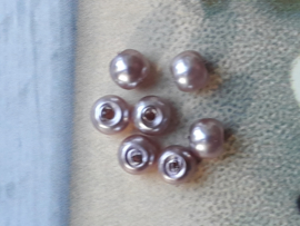 10x mooie grijs/paarse glasparels 3 x 3 mm gat: 1 mm