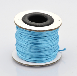 Rol met 30 meter satijn koord Nylon Marcramé koord 1mm kleur deep sky blue