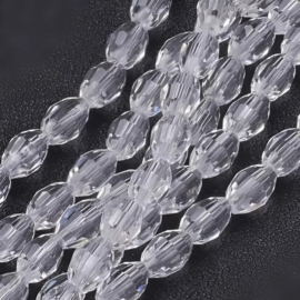1 x Streng met ca.65~70 stuks  facet glasralen ovaal Clear 6x4mm gat 1mm