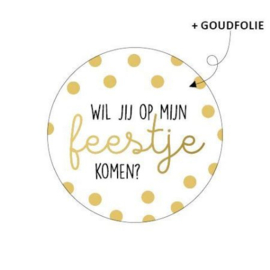 10 x Sticker rond 40mm - Wil jij op mijn feestje komen?