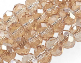 1 x Glaskralen Facet Rondelle Briolette 8x5~6.5 mm – Pale Goldenrod AB Plated – ca. 60-63 stuks