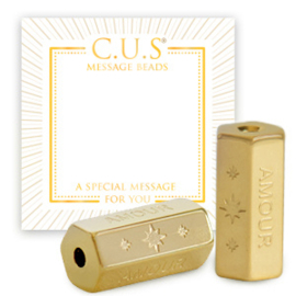 1 x C.U.S® Sieraden message beads "amour" & stars Goud (nikkelvrij)