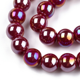 10 x Diamond coated glaskralen 8~8,5mm gat: 1,5mm Dark Red