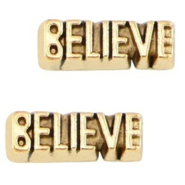 2 x Floating Charms Believe Goud 11x4 mm