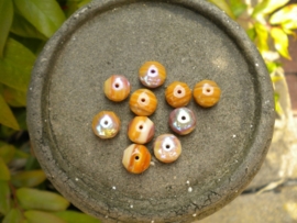 10 x Tsjechische kralen facet gemstone donuts beige-oranje AB 7x11 mm