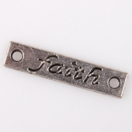 4 x Prachtige tussenzetsel "Faith"  25 x 6 x 2mm Gat: 2mm