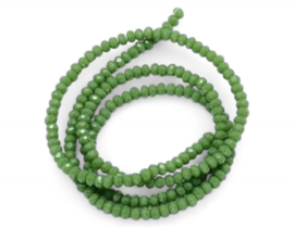 1 x Streng met ca. 165–169 glaskralen facet rondelle briolette kristal – 2,8~3 x 2 mm – gat 0,8 mm – Olive Drab
