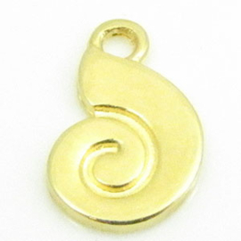 DQ metaal hanger nautilus schelp 13mm goudkleur, oogje 1,7 mm  (Nikkelvrij)