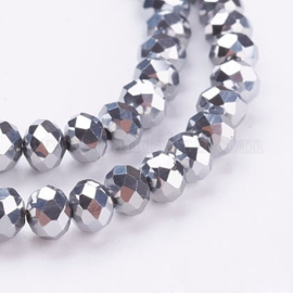 1 x Streng glaskralen facet rondelle briolette kristal 6 x 5mm gat 1mm, Platinum Plated