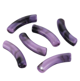 5 x Acryl kralen tube opaque gemstone style Purple ca. 33x8mm (gat Ø1.6mm)