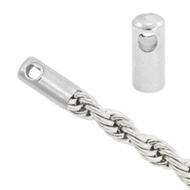 2 x 	Roestvrij stalen (RVS) Stainless steel onderdelen eindkapje Zilver ca. 8x4mm (Ø3.2mm) Nikkelvrij