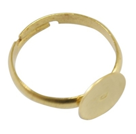 2x Verstelbare goudkleur basis ring, Ø  c.a.17 mm , maat van de ringdop: 8 mm