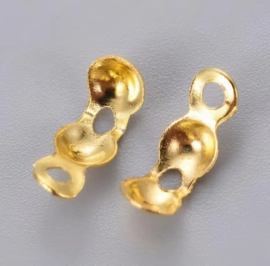 10 x Kalotjes knoopverbergers 8 x 4 mm – oogje 1,5 mm – Ø 3 mm – goudkleur
