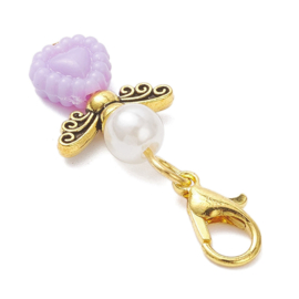 1 x Geluksengeltje met clip 33 mm – pastel kleur – goudkleur