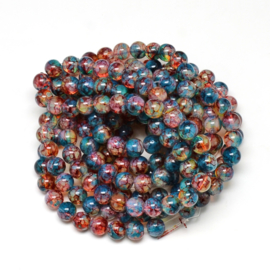 Mooie streng met c.a. 100  ronde glaskralen 8mm gat 1,3mm opalite dodger blue