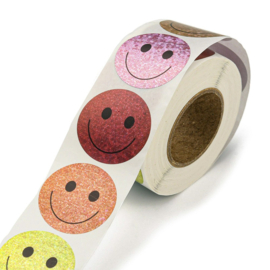 1 rol 500 stickers Wensetiket zegel rond 25mm Smile