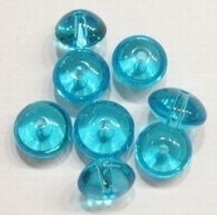 10 x Glaskraal rondel transparant Aqua-blauw 8 mm