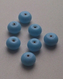 10 Stuks glaskraal rondel licht blauw 11 x 8 mm