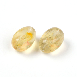 20 x Acryl kralen ovaal two tone 14 x 10 x 8,6 mm – gat 1,8–2 mm – light khaki