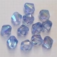 10x Glaskraal facet konisch blauw 12 mm