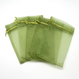 c.a. 100 x lime groene organza zakjes 10 x 15 cm