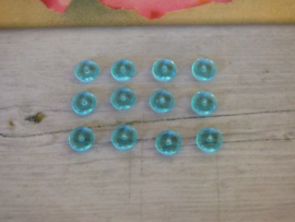 10x Ronde Kleine Glaskraal Blauw 6 x 6 x 2.3mm oogje: 1mm