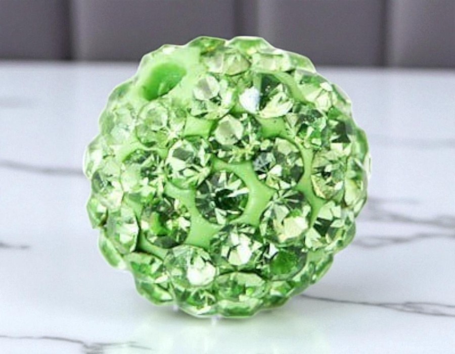 2 x Shamballa kraal 8 mm – Peridot groen – rijggat ca. 1 mm