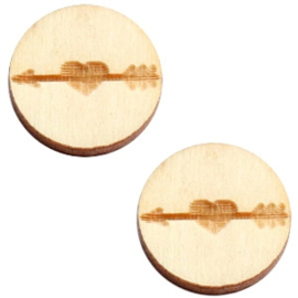 2 x Houten cabochon basic 12 mm arrow&heart White wood ( natuurlijke kleur van het hout)