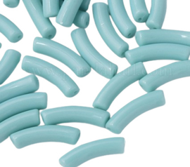 10 x Acryl kralen tube opaque Light Blue ca. 32x8mm (gat Ø1.8mm)