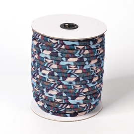 1 meter Trendy gestikt Aztec koord 6mm MidnightBlue