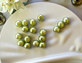 30 x Transparante DQ Glasparel – 6 mm – Kleur Olive – Gat ca. 1 mm