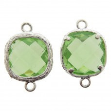 Tussenstuk metaal cubic zirconia facet groen 13x18mm