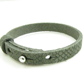 1 x Cuir Armband DQ Suede 8 x 2,2mm Reptiel Olijfgroen