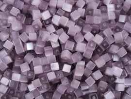 20 stuks Glaskraal kubus cate-eye 4mm Lavender