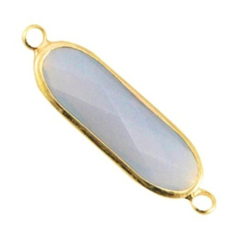 Crystal glas tussenstukken lang ovaal grijs opal-gold  ca. 9x27mm (Nikkelvrij)