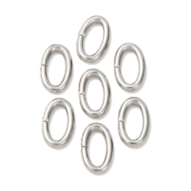 50 x RVS 304 tarnish resistant buig ringetjes ovaal 8 x 5 x 1,2 mm – oogje 5 mm – RVS (Nikkelvrij)