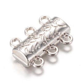 Magneetsluiting 3 strengen 14 x 19 x 6mm oogje 1mm platinum