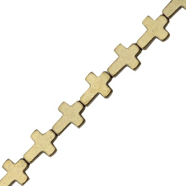 2x Hematiet kralen kruis Antique goldca 6×8 mm