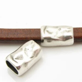 1 x DQ metaal schuiver antiek zilver kleur ca. 21 x 13mm Ø10x6mm (Nikkelvrij)