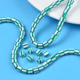 20 x handgemaakte polymeer klei kralen light sea green 6,5 x 6mm gat: 1,2mm column