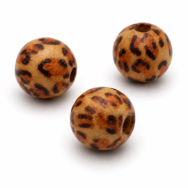 20 x Afrikaanse ronde houten kralen bewerkt 15 x 16 mm – gat ca. 3~4 mm – handbeschilderd